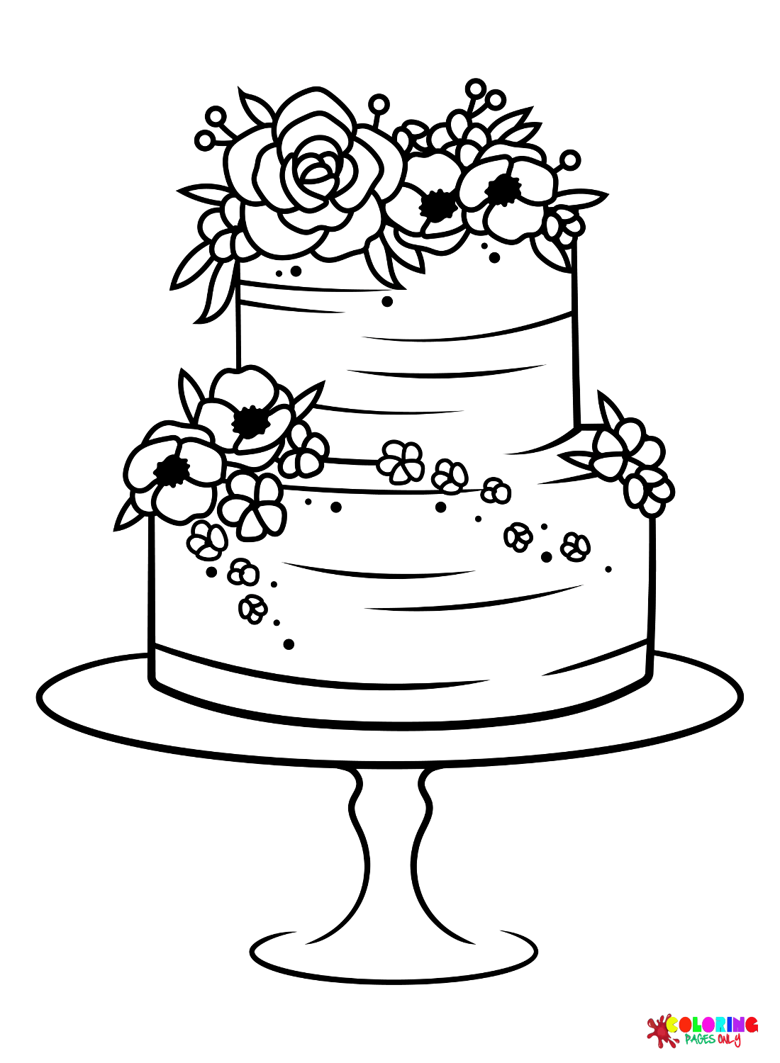 Wedding cake coloring pages printable for free download