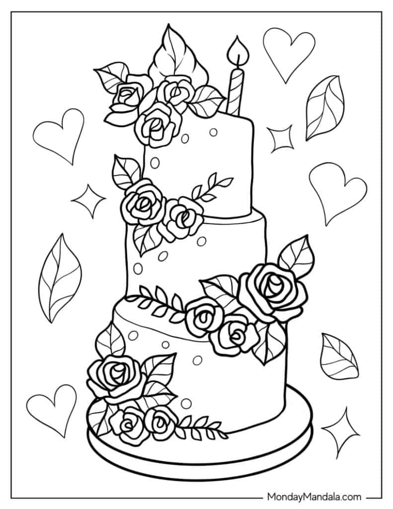 Cake coloring pages free pdf printables