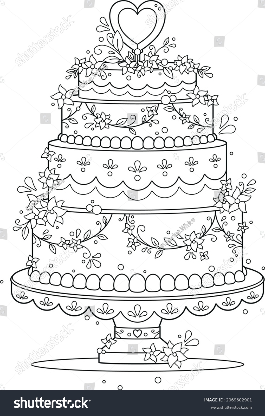 Wedding cake colouring over royalty