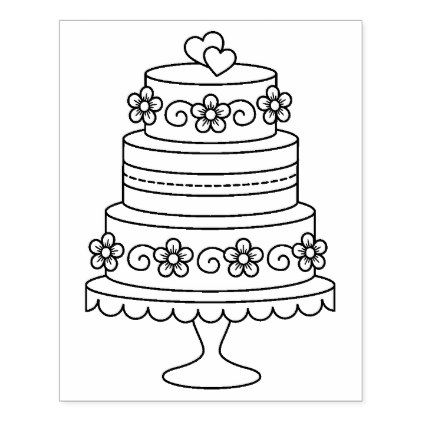 Tiered wedding cake coloring page rubber stamp zazzle wedding coloring pages wedding cake drawing cake drawing