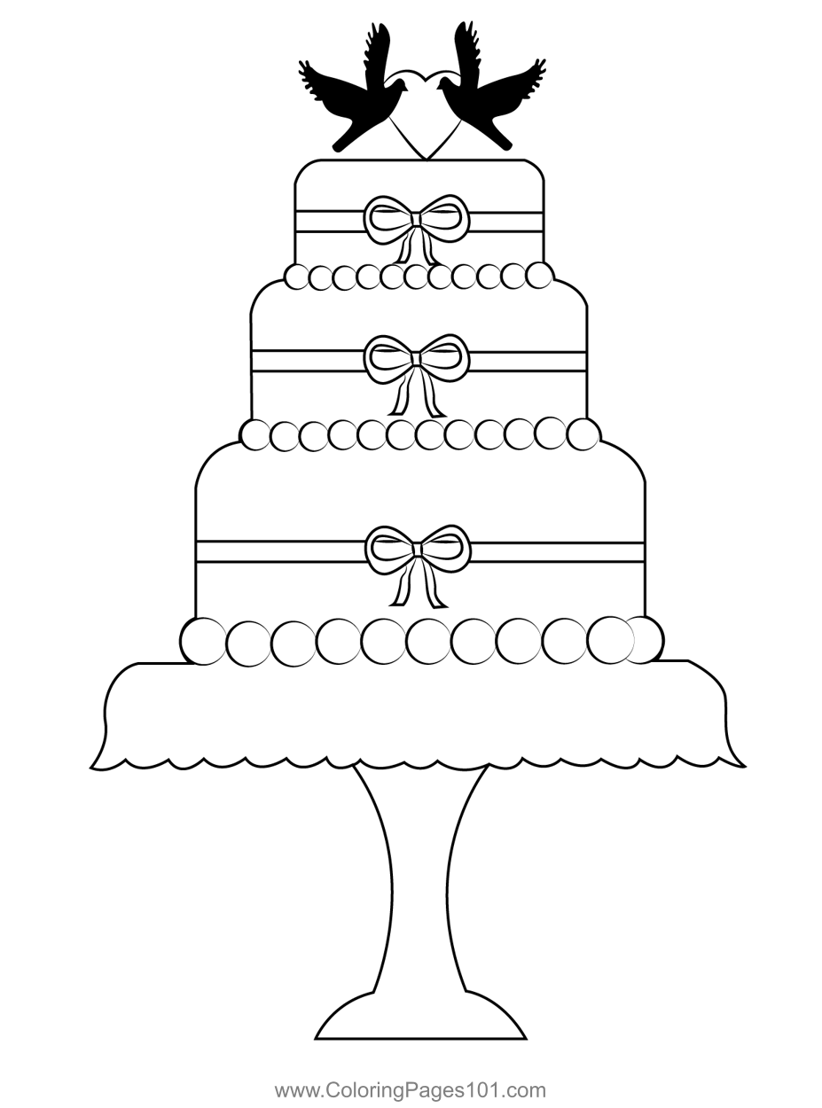 Wedding cake coloring page for kids