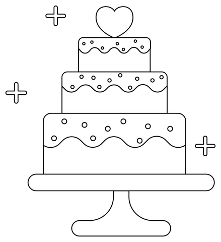 Wedding cake coloring page free printable coloring pages