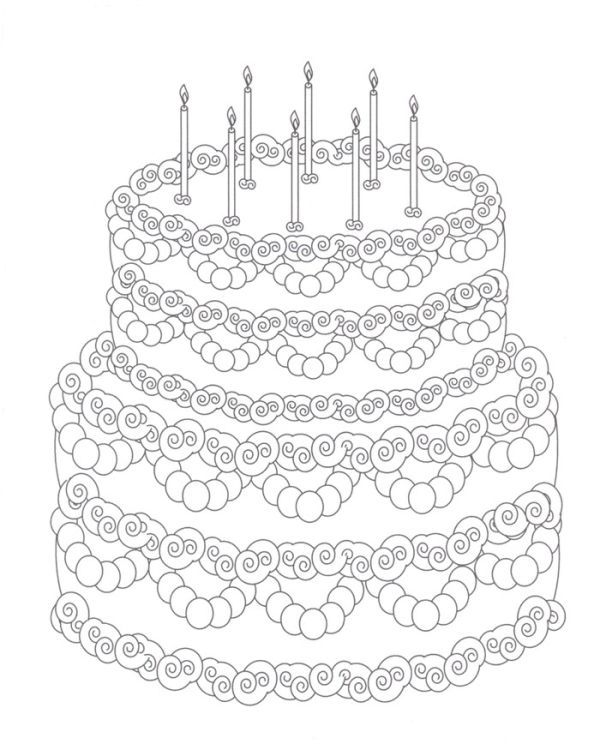 Free sweet wedding cake coloring pages printable pdf