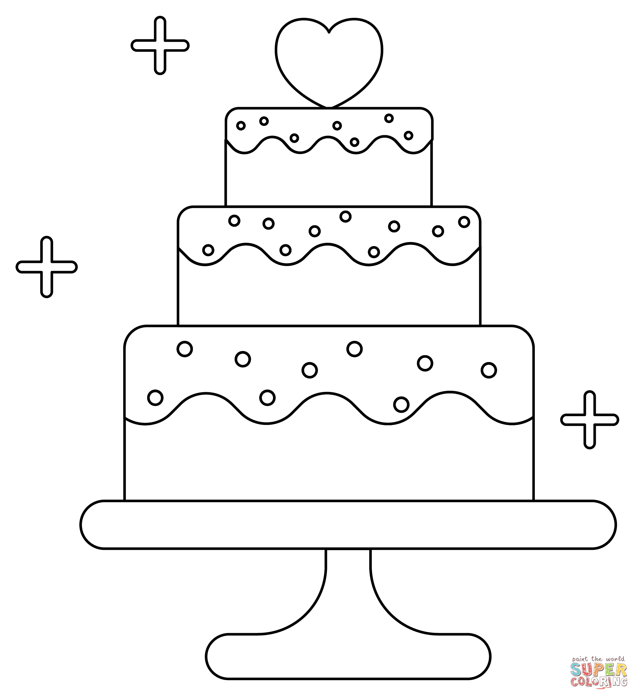 Wedding cake coloring page free printable coloring pages