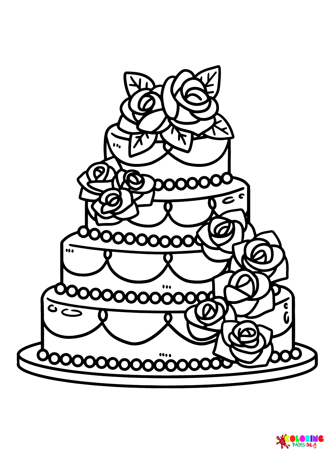 Wedding cake coloring pages printable for free download