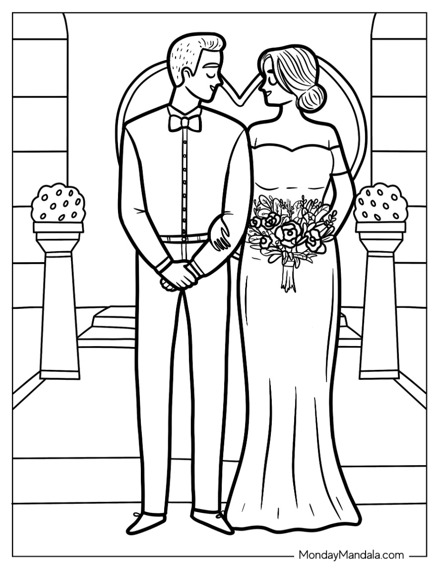 Wedding coloring pages free pdf printables