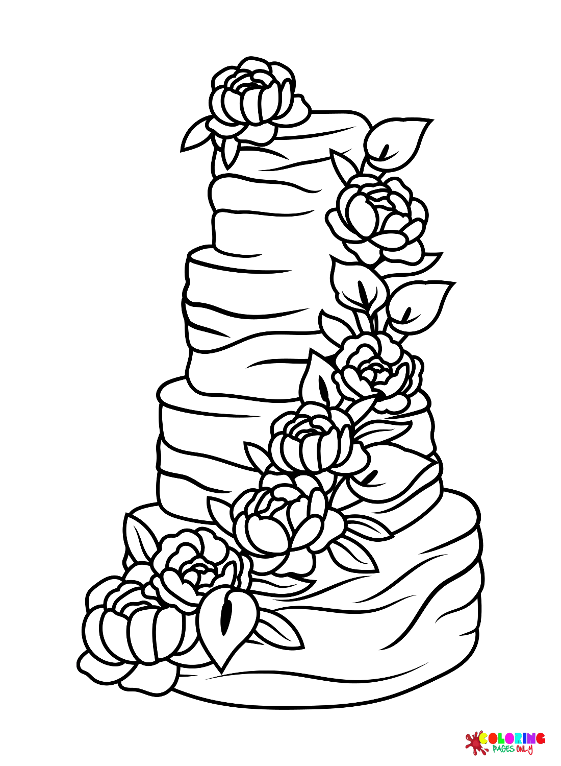 Wedding cake coloring pages printable for free download