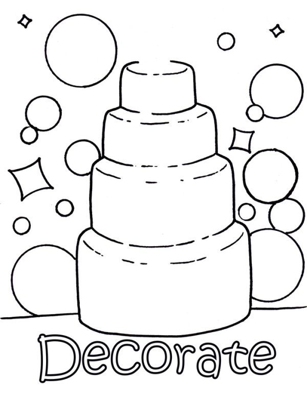 Free sweet wedding cake coloring pages printable pdf