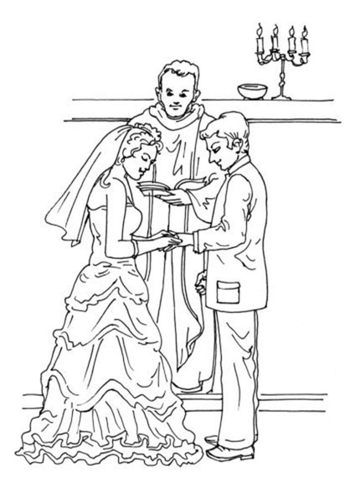 Free easy to print wedding coloring pages