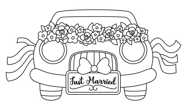 Wedding coloring pages stock illustrations royalty