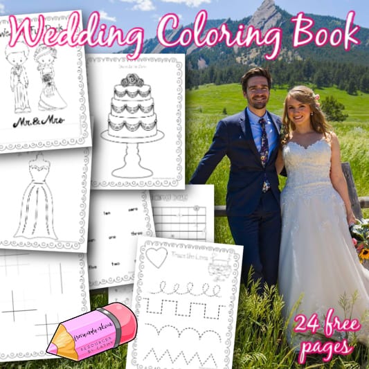 Printable wedding coloring activity book