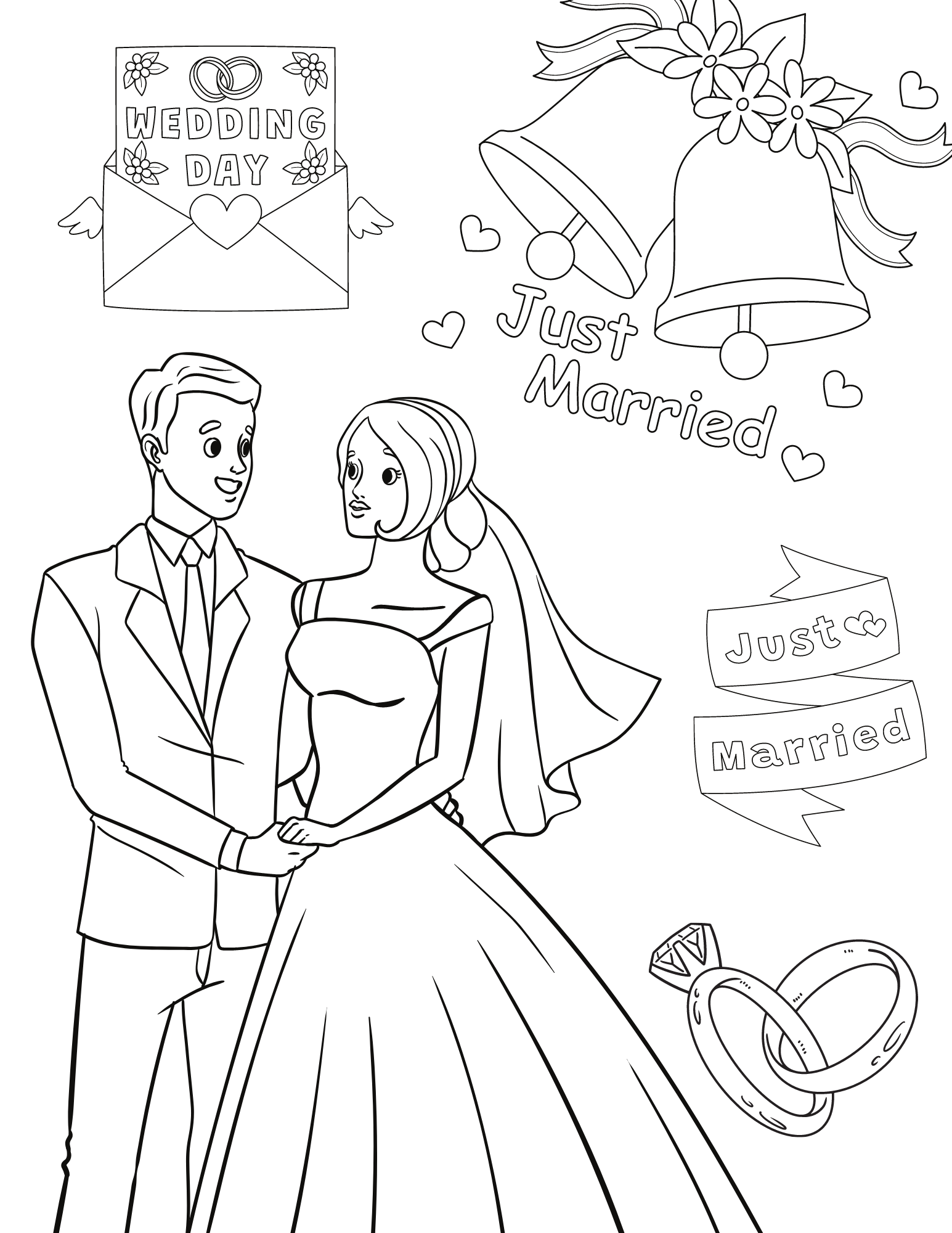 Free printable wedding coloring pages for kids and adults