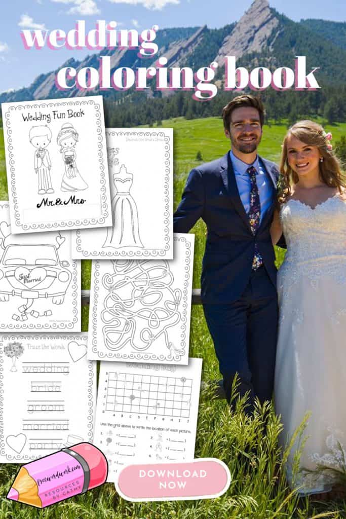 Printable wedding coloring activity book