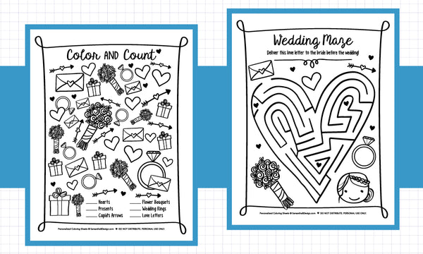 Free wedding coloring sheet download from our personalized wedding act â samantha b design