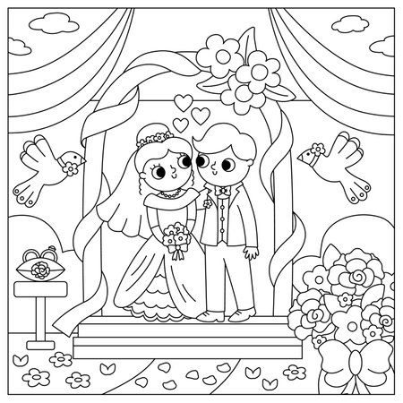 Wedding coloring pages stock illustrations cliparts and royalty free wedding coloring pages vectors