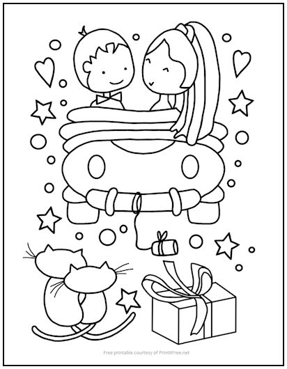 Just married wedding coloring page print it free