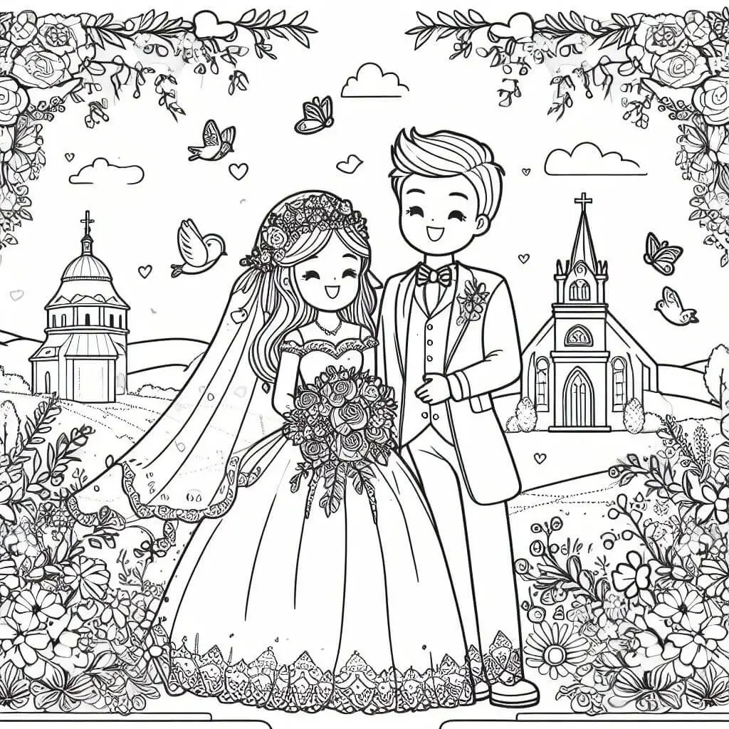 Wedding coloring pages