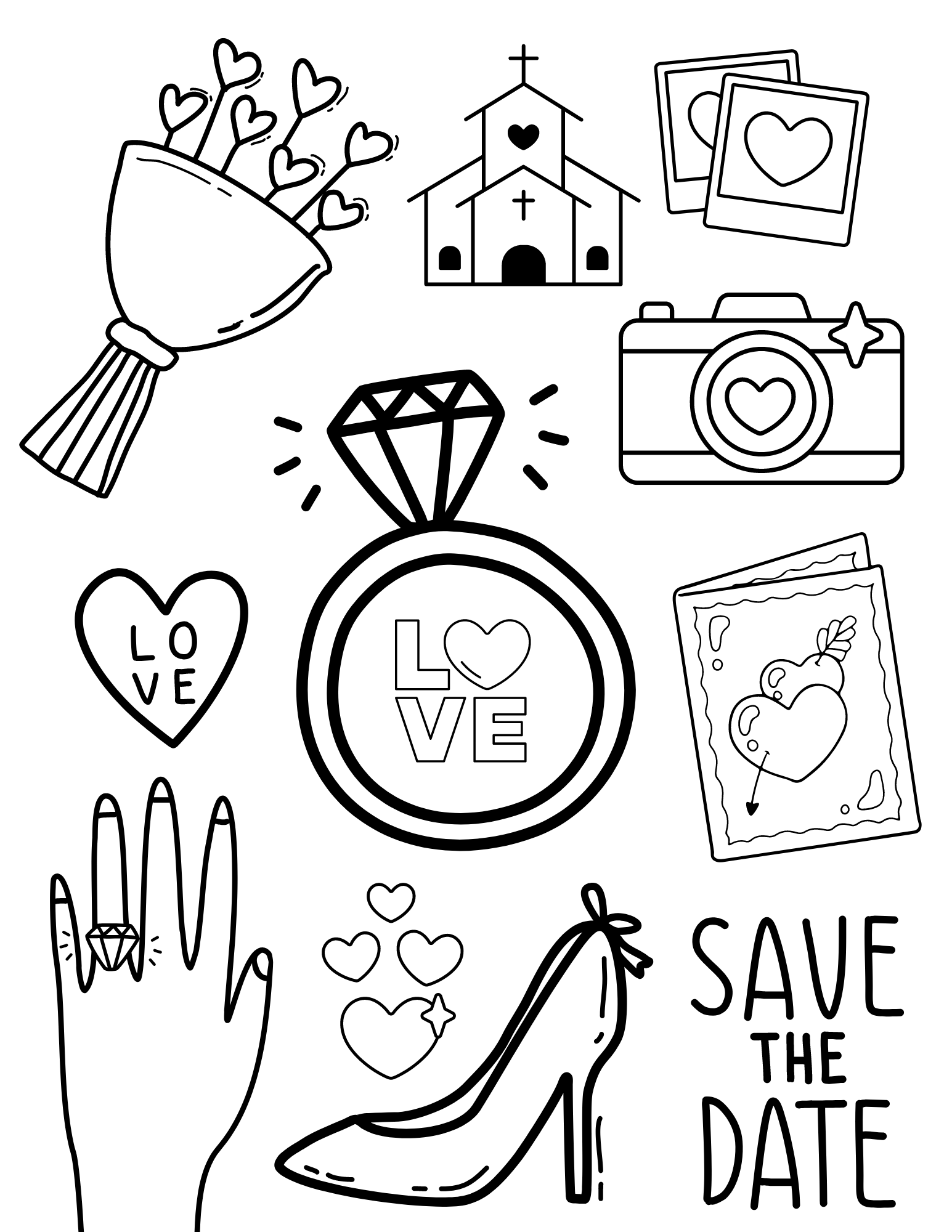 Free printable wedding coloring pages