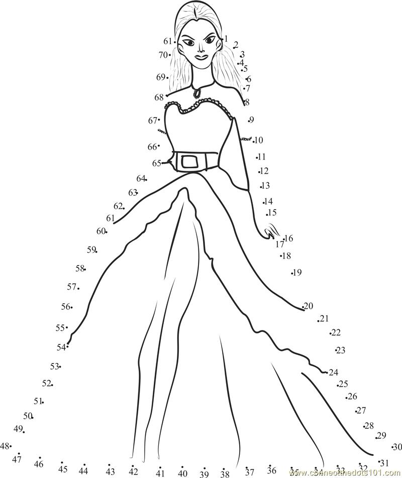 Beautiful barbie dot to dot printable worksheet