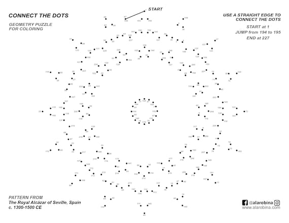 Connect the dots geometry coloring page downloadable pdf ultimate dot to dot for adults and children