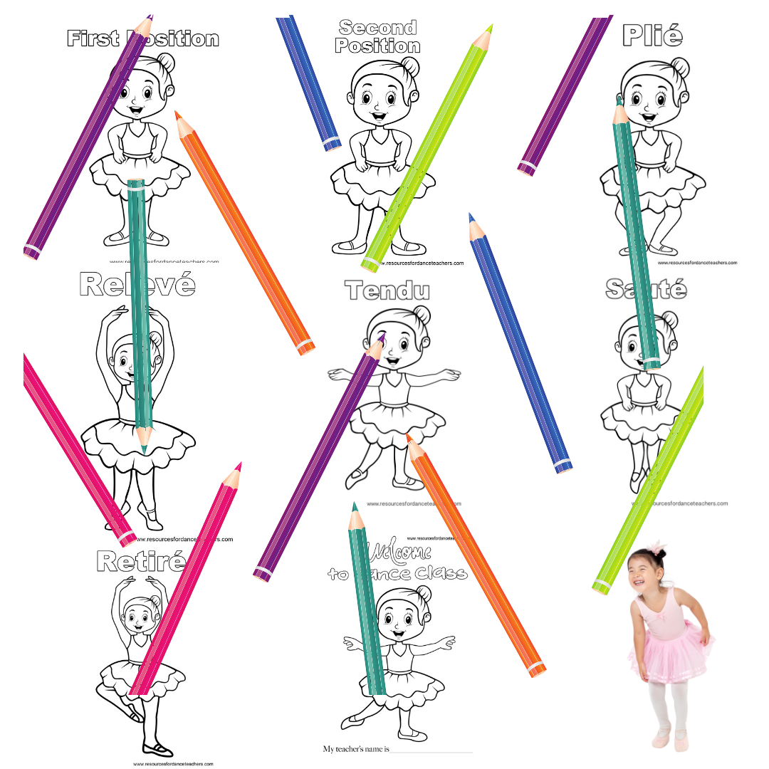 Preschool dance colouring pages value pack