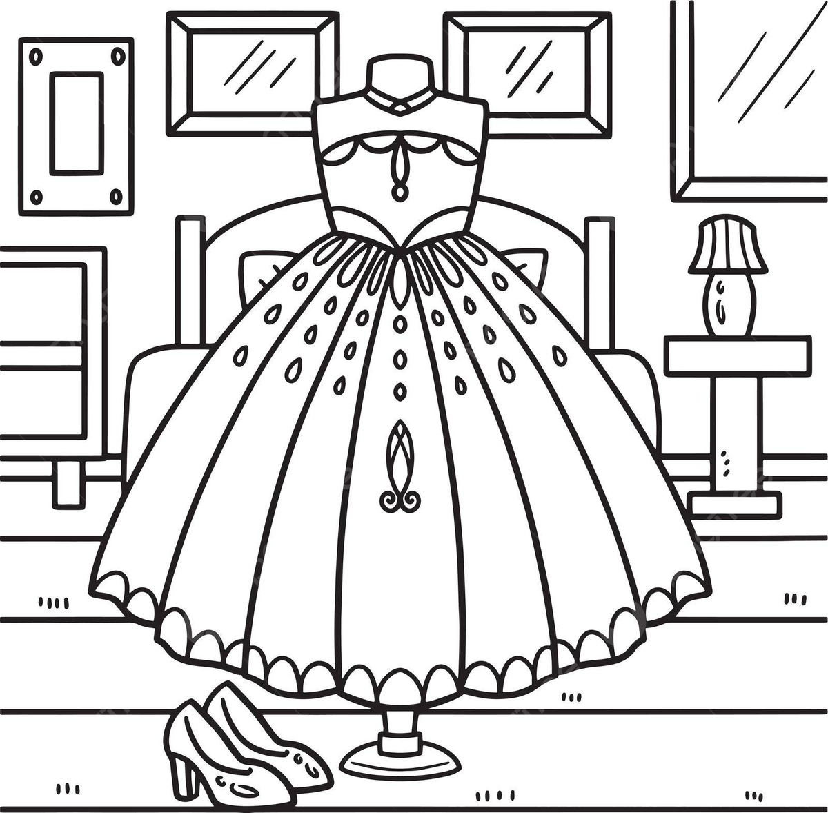 Wedding gown coloring page for kids reception matrimony coloring vector ring drawing kid drawing wedding drawing png and vector with transparent background for free download