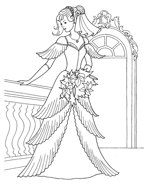 Princess in her wedding dress coloring page katie soltysiak