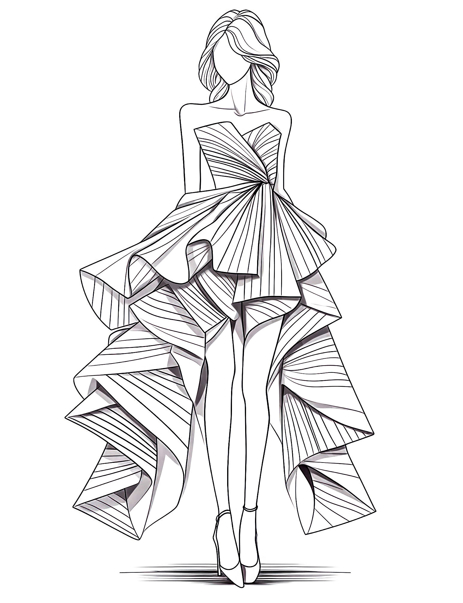 Stunning dress coloring pages for kids and adults