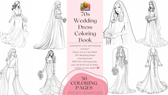 S wedding dress coloring book wedding coloring pages printable adult coloring pages wedding anniversary gifts instant download pdf