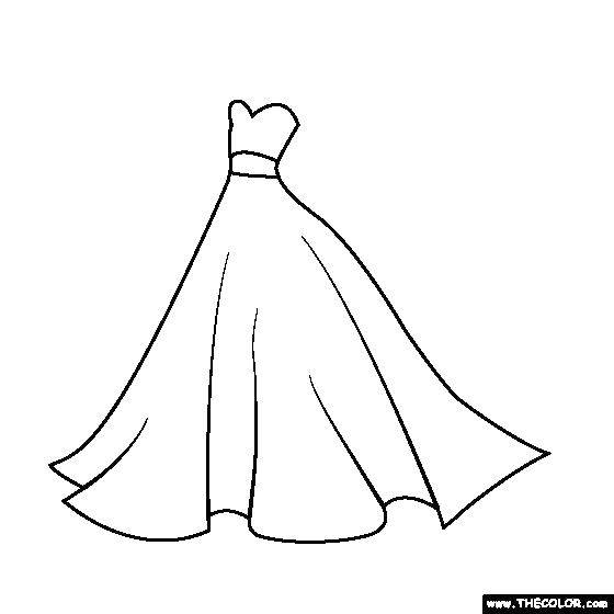 Online coloring pages dresses coloring the contour of the wedding dresses wedding