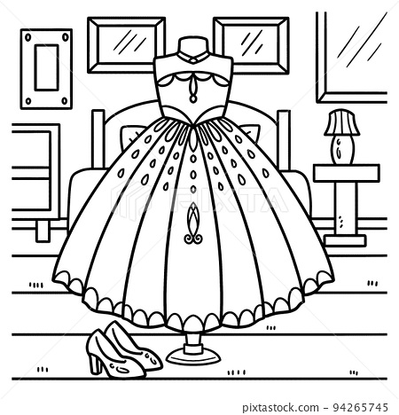 Wedding gown coloring page for kids