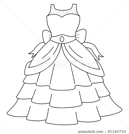 Wedding gown isolated coloring page for kids