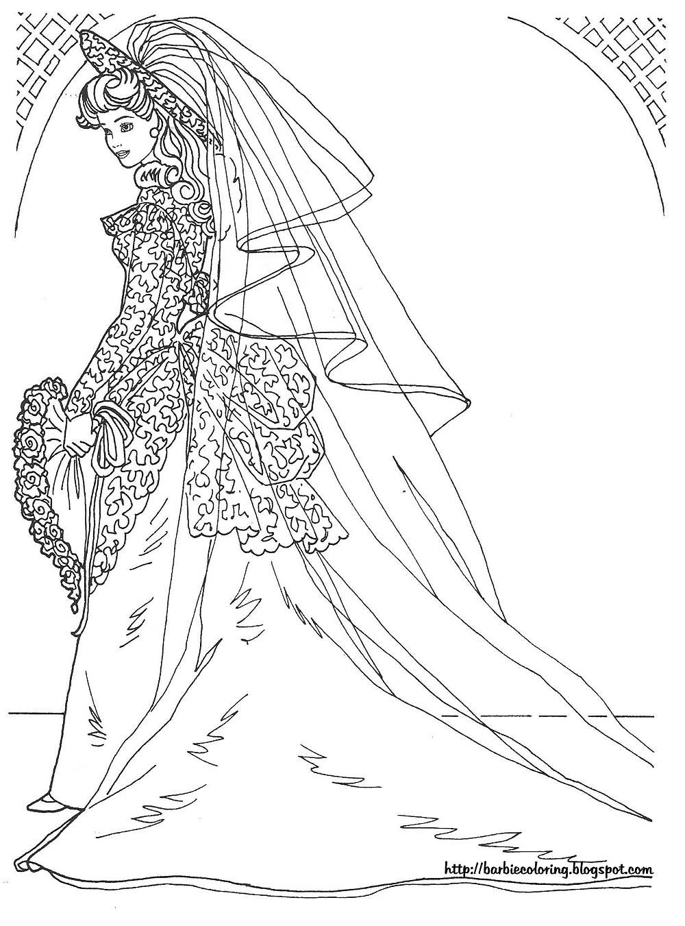 Barbie coloring pages barbie wedding dress coloring pages