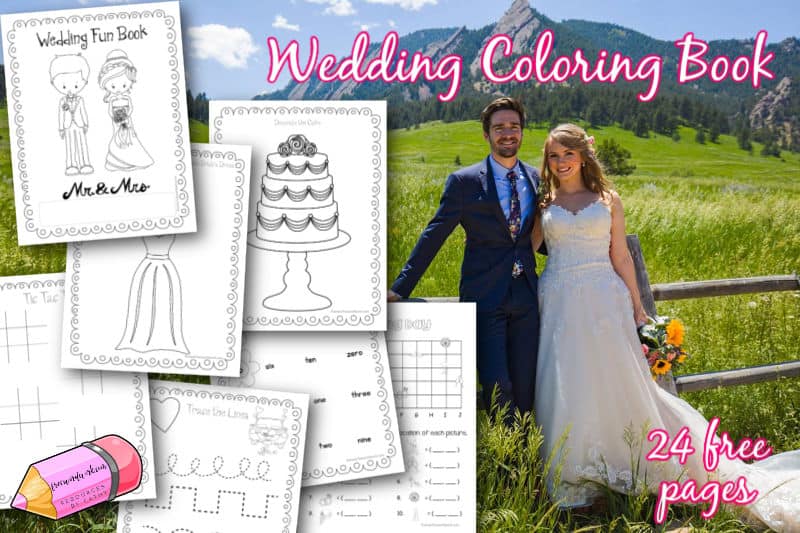 Printable wedding coloring activity book