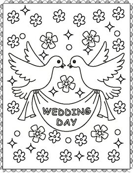 Wedding day coloring pages by qetsy tpt