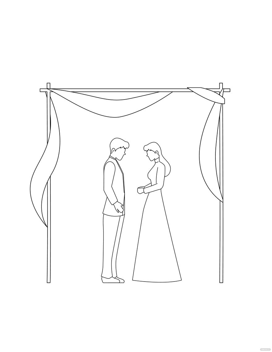 Free wedding event coloring page