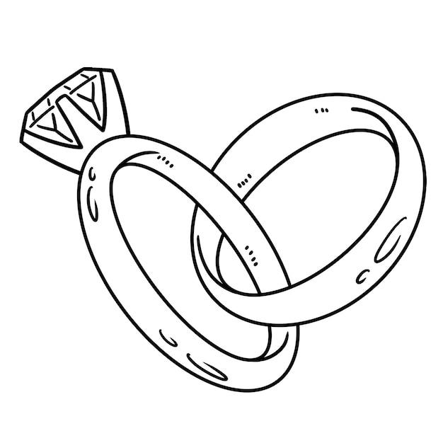 Premium vector wedding ring isolated coloring page for kids