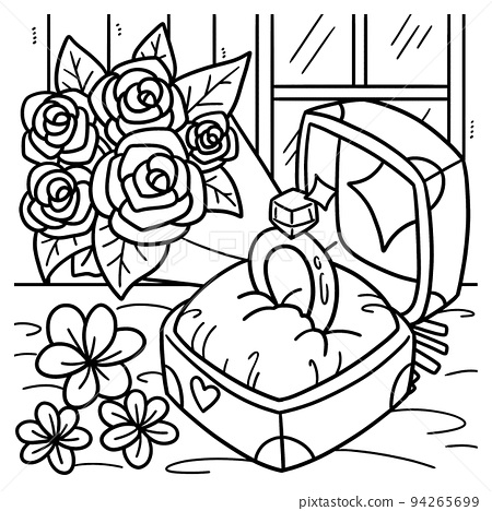 Wedding ring coloring page for kids