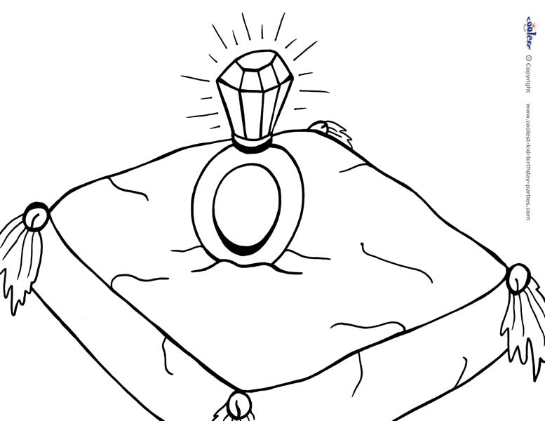 Printable ring on pillow coloring page