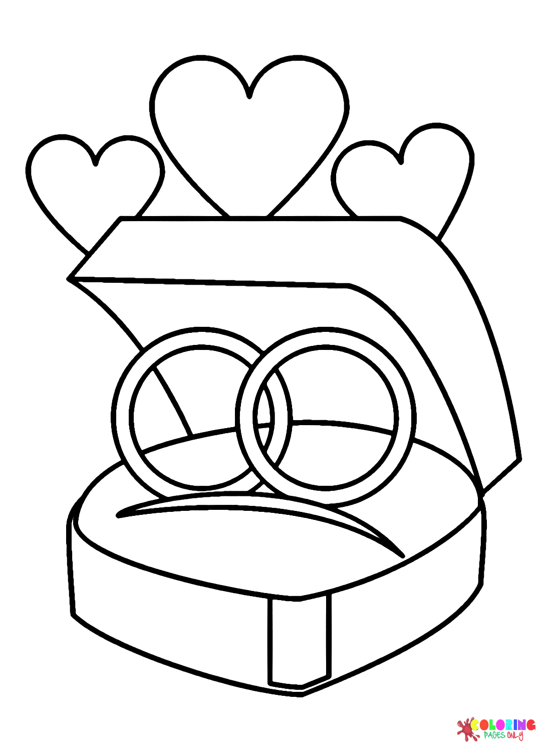 Wedding rings in box coloring page