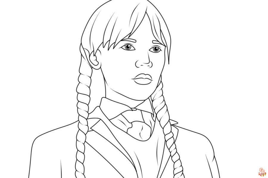 Printable wednesday addams coloring pages