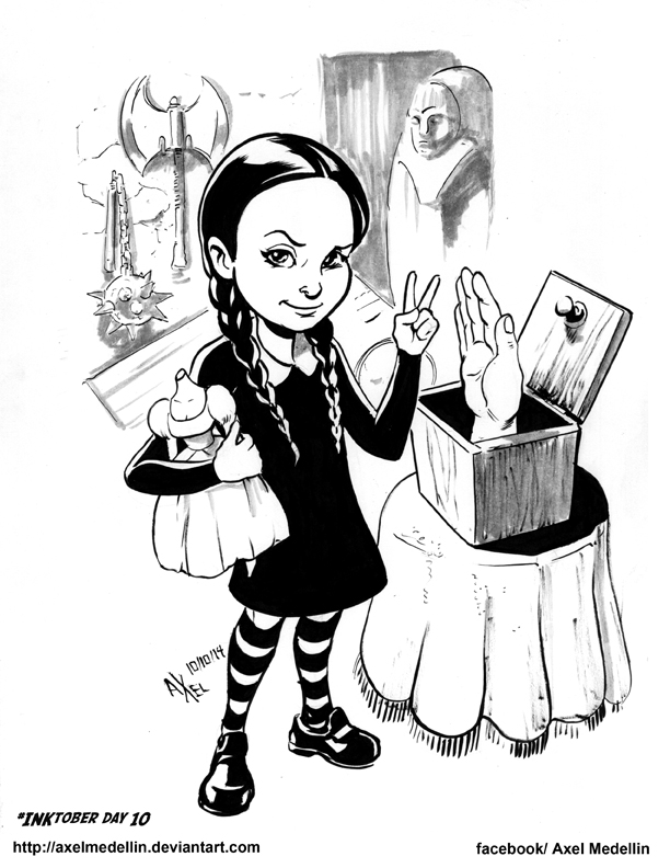 Inktober wednesday addams by axelmedellin on