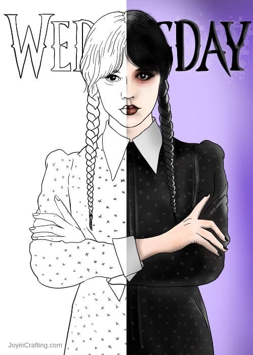 Wednesday addams coloring page