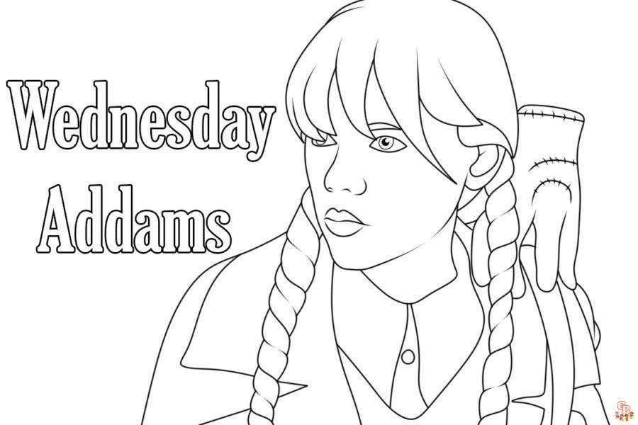 Printable wednesday addams coloring pages