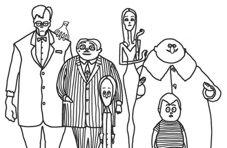 Cute the addams family coloring page