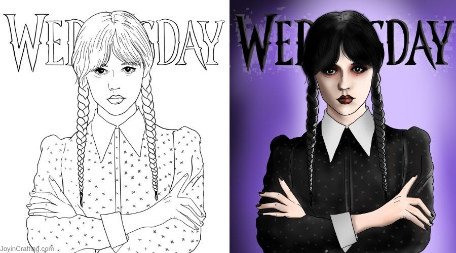 Wednesday addams coloring page