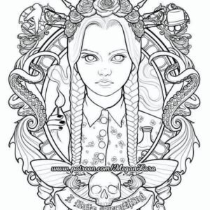 Wednesday addams coloring pages printable for free download