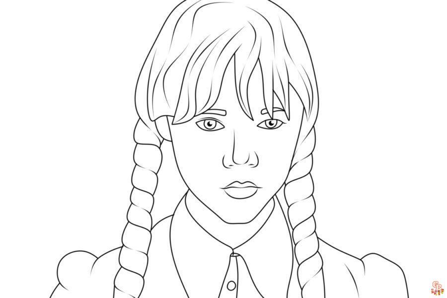 Printable wednesday addams coloring pages