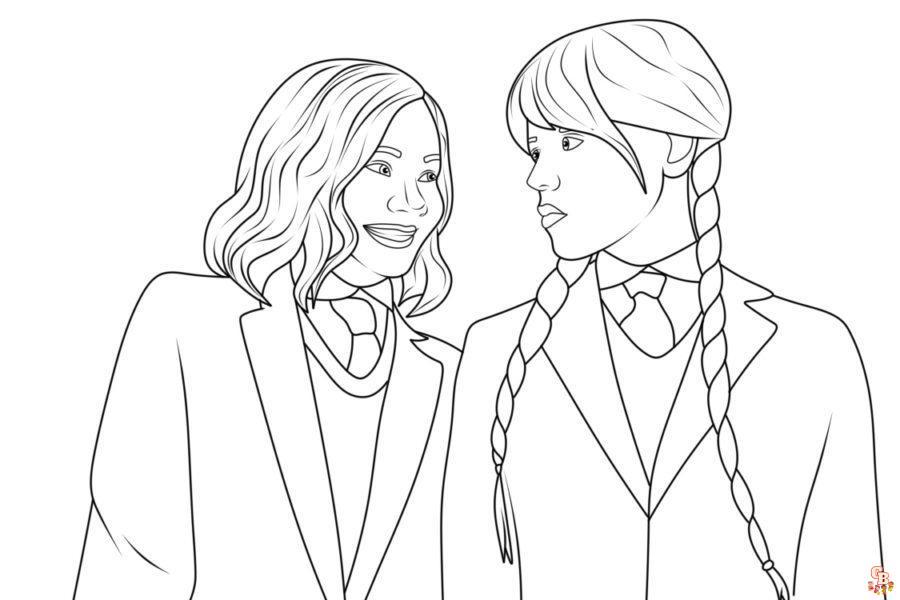 Printable wednesday addams coloring pages