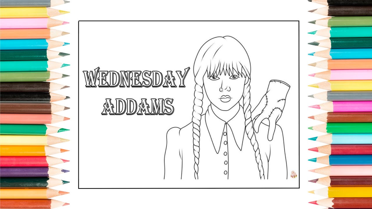 Coloring wednesday addams coloring page